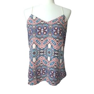 Express cami tank top with slit in back hot pink and blue size medium